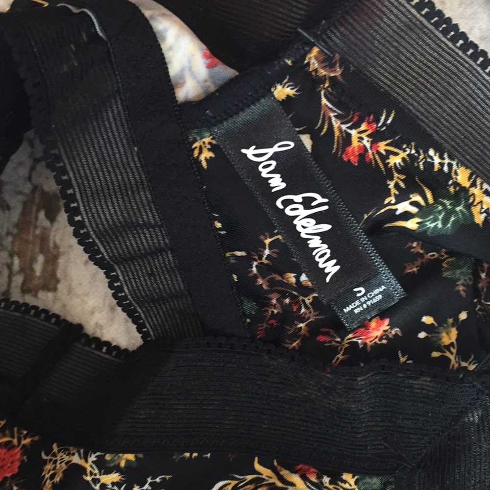 NWT- Sam Edelman Black Floral Bralette - Sz S - Picture 4 of 9